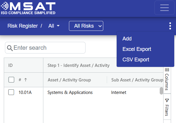 RiskRegisterActions